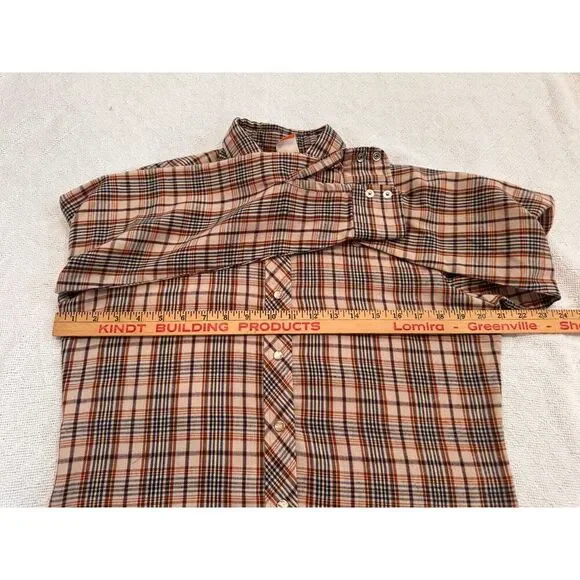 Lady Maverick Vintage Brown Plaid Shirt Pearl Snap Buttons Size Medium 38 - Picture 6 of 7